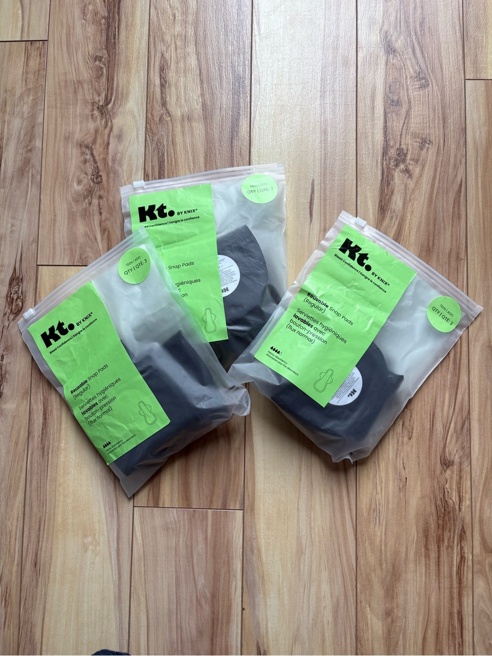 KT by Knix Black Reusable Pads (3 pack) in a lot of 3